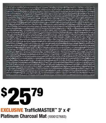 Home Depot Trafficmaster 3' x 4' platinum charcoal mat offer