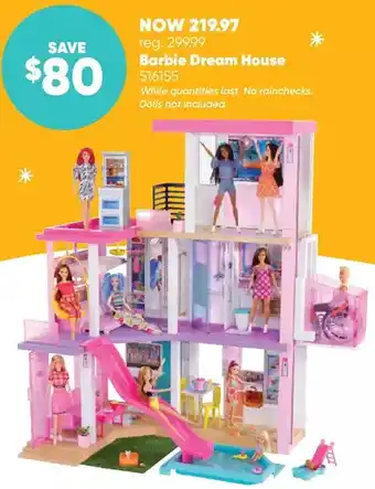 Toys R us Barbie dreamhouse (3.75-ft) dollhouse with pool, slide, elevator, lights and sounds offer