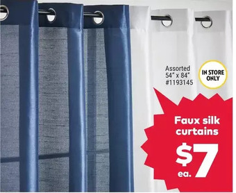 Giant Tiger Faux silk curtains offer