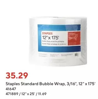 Staples Staples standard bubble wrap offer