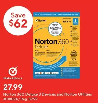 Staples Norton 360 deluxe 3 devices and norton utilities offer