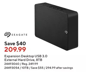 Staples Seagate expansion desktop usb 3.0 external hard drive, 8tb | 10tb offer