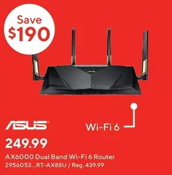 Staples Asus ax6000 dual band wi-fi 6 router offer