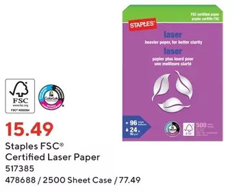 Staples Staples fsc certified laser paper offer
