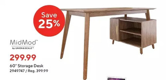 Staples Midmod 60" storage desk offer