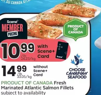 Sobeys Fresh marinated atlantic salmon fillets offer