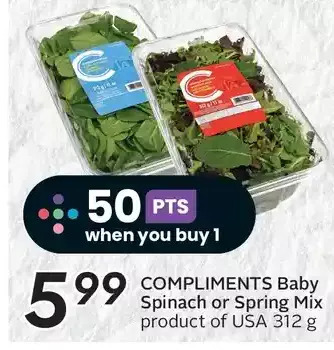 Sobeys Compliments baby spinach or spring mix offer