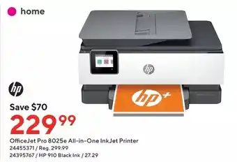 Staples Hp officejet pro 8025e all-in-one inkjet printer | 910 black ink offer