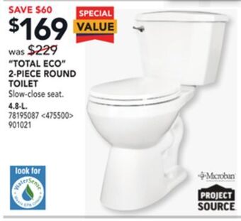 Lowe's Project source"total eco" 2-piece round toilet offer