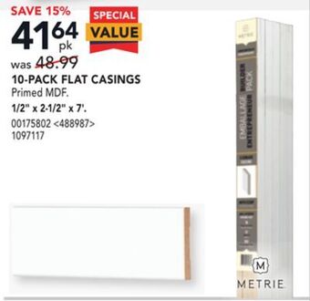 Lowe's Metrie 10-pack flat casings 1/2" x 2-1/2" x 7'. offer