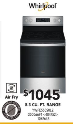 Lowe's Whirlpool 5.3 cu. ft. range offer