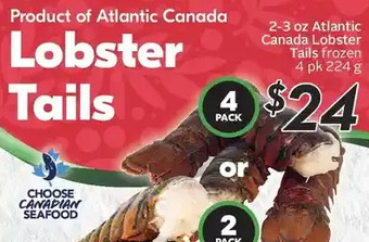 Sobeys 2-3 oz atlantic canada lobster tails offer