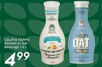 Sobeys Califia farms almond or oat beverage offer