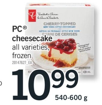 Fortinos Pc® cheesecake, 540-600 g offer