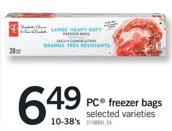 Fortinos Pc® freezer bags, 10-38's offer