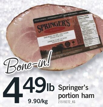Fortinos Springer's portion ham offer
