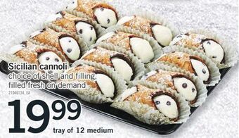 Fortinos Sicilian cannoli offer