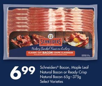 Fortinos Schneiders® bacon, maple leaf natural bacon or ready crisp natural bacon, 65g–375g offer