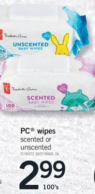 Fortinos Pc® wipes, 100's offer