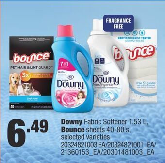 Fortinos Downy fabric softener, 1.53 l, bounce sheets, 40-80's offer