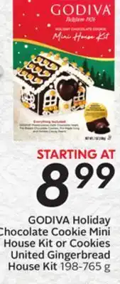Sobeys Godiva holiday chocolate cookie mini house kit or cookies united gingerbread kit offer