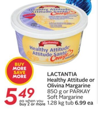 Sobeys Lactantia healthy attitude or olivina margarine offer