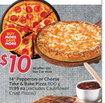 Sobeys 14" pepperoni or cheese take & bake pizza offer