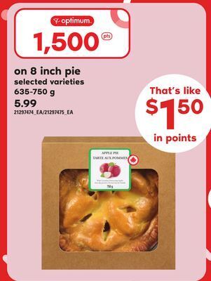 Loblaws 8 inch pie, 635-750 g offer