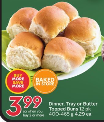 Sobeys Dinner, tray or butter topped buns offer