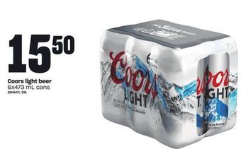 Loblaws Coors light beer, 6x473 ml cans offer