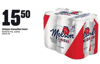 Loblaws Molson canadian beer, 6x473 ml cans offer