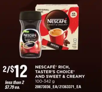 Loblaws Nescafé® rich, taster's choice® and sweet & creamy, 100-342 g offer
