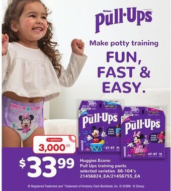 Loblaws Huggies econo pull ups training pants, 66-104's offer