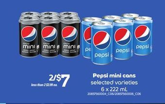 Loblaws Pepsi mini cans, 6 x 222 ml offer