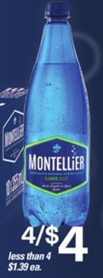 Loblaws Montellier carbonated natural spring water, 10x355 ml or 1 l offer