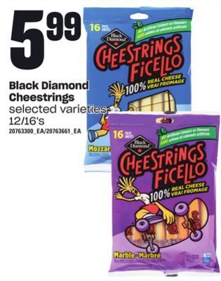 Independent Grocer Black diamond cheestrings, 12/16's offer