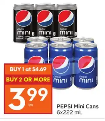 Foodland Pepsi mini cans,6x222 ml offer