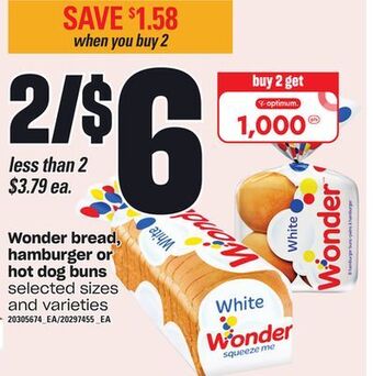 Independent Grocer Wonder bread, hamburger or hot dog buns offer