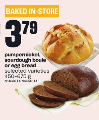 Independent Grocer Pumpernickel, sourdough boule or egg bread, 450-675 g offer