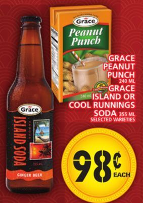 Food Basics Grace peanut punch or grace island or cool runnings soda offer