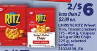 Independent Grocer Christie ritz wheat thin, triscuit crackers 175 - 454 g, crispers 145 g or ritz chips, 225 g, offer