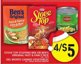 Food Basics Stove top stuffing mix or ben's original fast & fancy rice or del monte canned vegetables offer