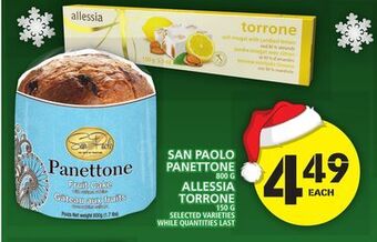 Food Basics San paolo panettone or allessia torrone offer