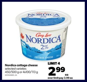 Real Canadian Superstore Nordica cottage cheese, 450/500 g or 4x100/113 g offer