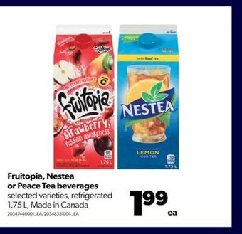 Real Canadian Superstore Fruitopia, nestea or peace tea beverages, 1.75 l offer