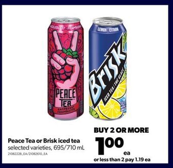 Real Canadian Superstore Peace tea or brisk iced tea, 695/710 ml offer