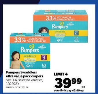 Real Canadian Superstore Pampers swaddlers ultra value pack diapers, 120-192's offer