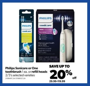 Real Canadian Superstore Philips sonicare or one toothbrush, 1 ea. or refill heads, 2/3's offer