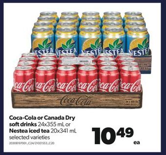 Real Canadian Superstore Coca-cola or canada dry softdrinks, 24x355 ml or nestea iced tea, 20x341 ml offer
