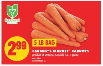 No Frills Farmer's market™ carrots, 5 lb bag offer